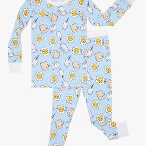 Little Sleepies Blue Pajama Set with Cute Breakfast Print